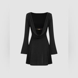 BOAT NECK SOLID BACKLESS MINI DRESS